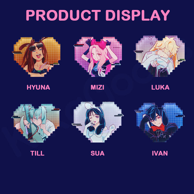 Alien Stage Rabbit Series Pixel Heart Acrylic Refrigerator Sticker Blind Box